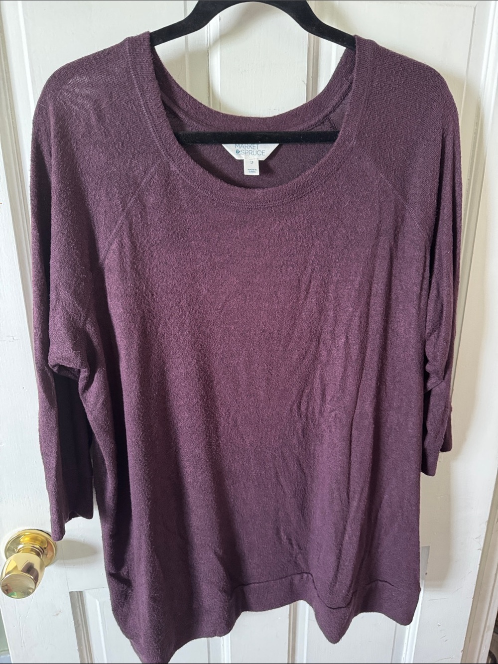 Market & Spruce Deep Plum Lightweight Crewneck Sweater